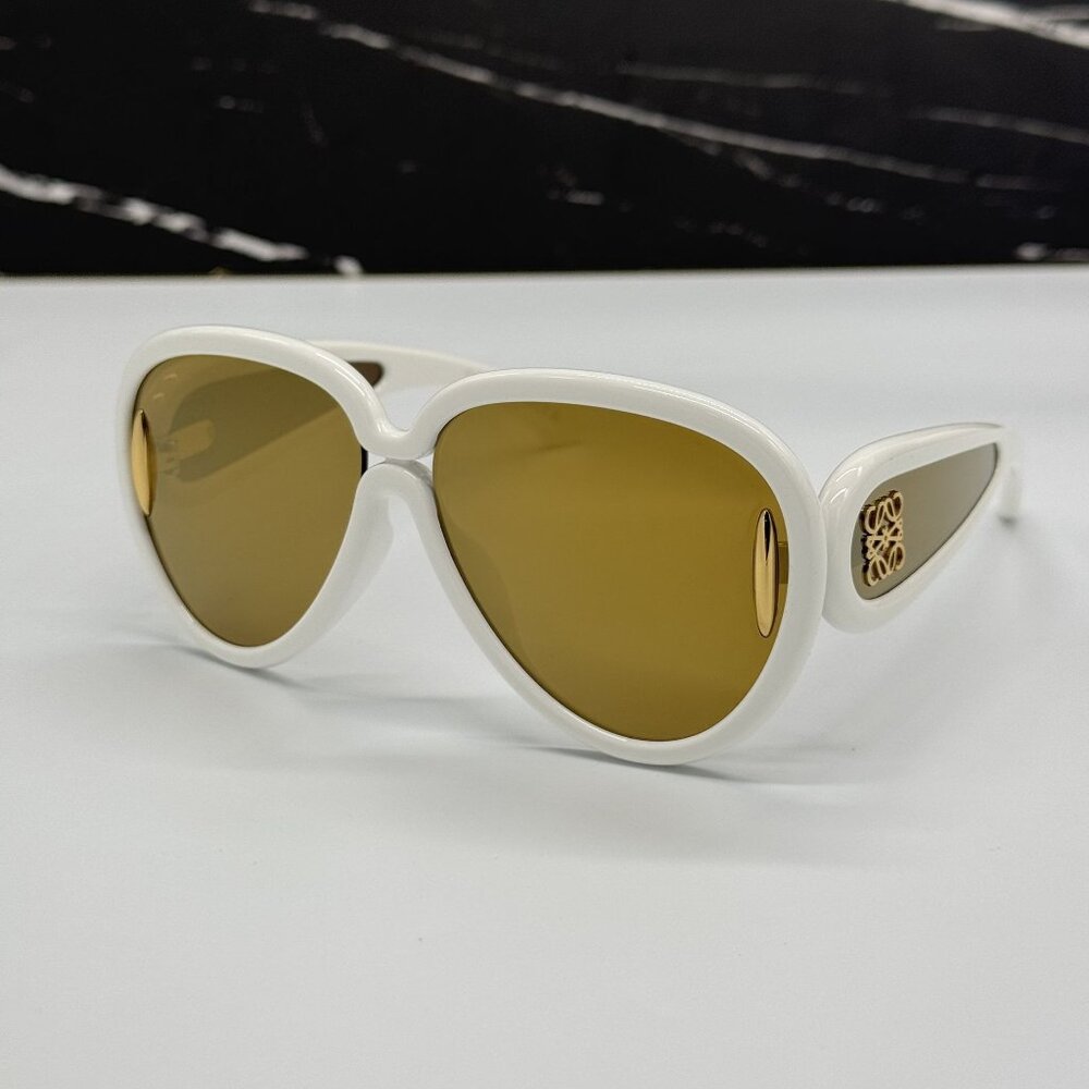 NEW LOEWE LW40132I 25G WHITE/GOLD UNISEX SUNGLASSES LOEWE